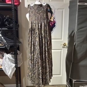 NWT  Sz OS Indian Elegant 100% silk Paisley tube top Maxi dress